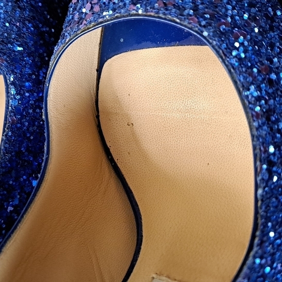 Jimmy Choo Open Toe Glitter Shoes 12cm lift Size 36.5 - Picture 9 of 12